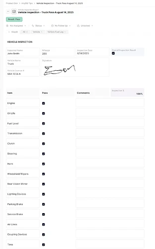 Vehicle Inspection Checklist