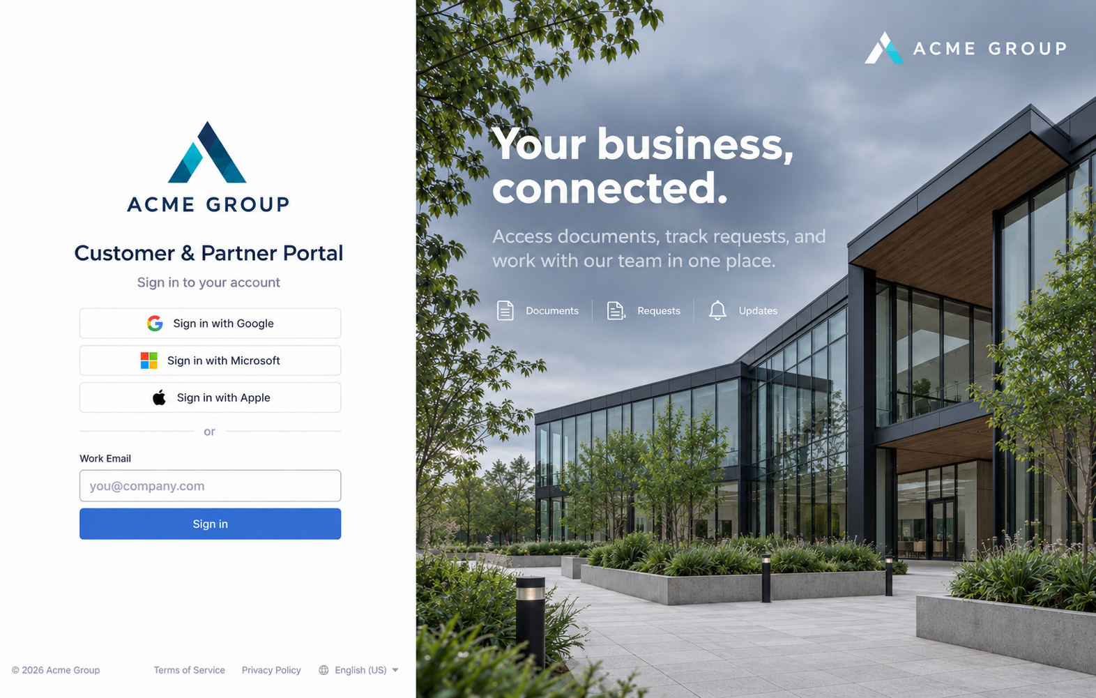 AnyDB portal login screen
