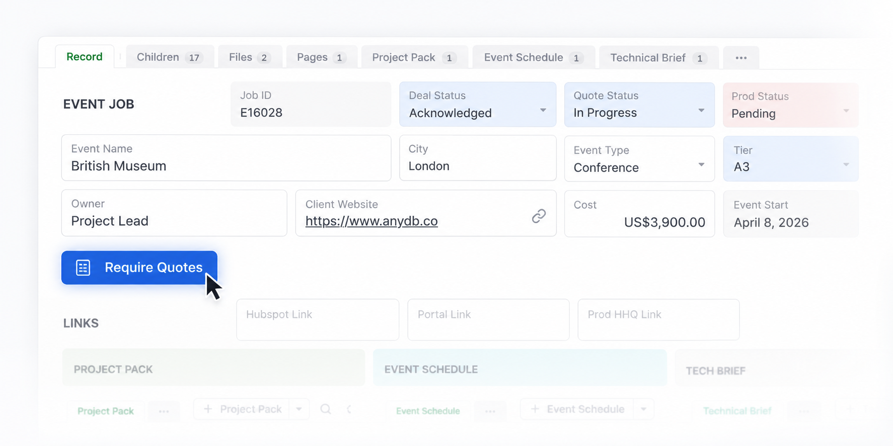 Workflow automation triggers in AnyDB