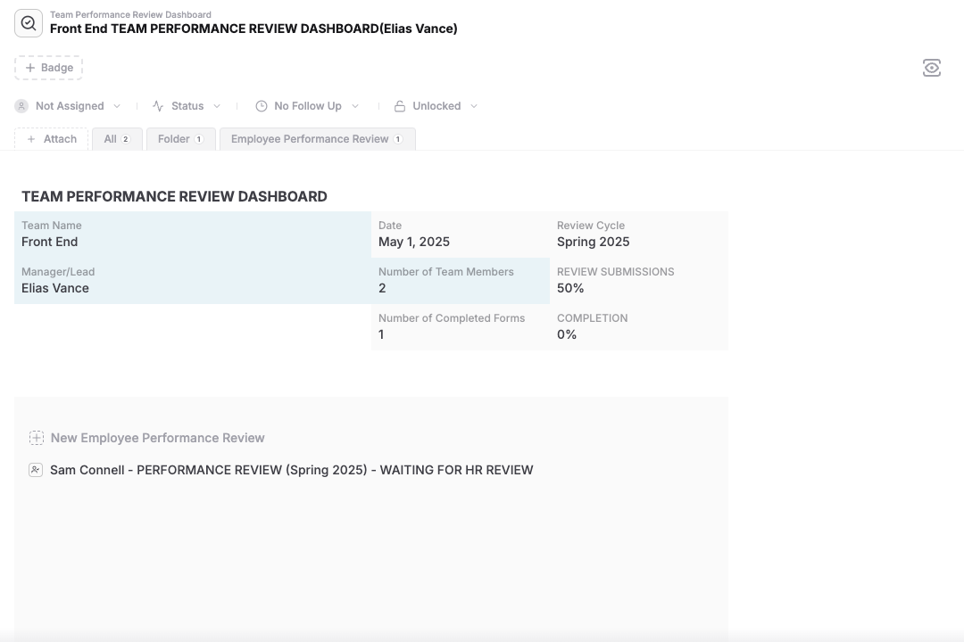 Team Performance Review Dashboard
