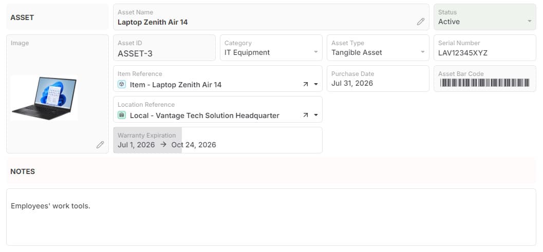 Asset template preview