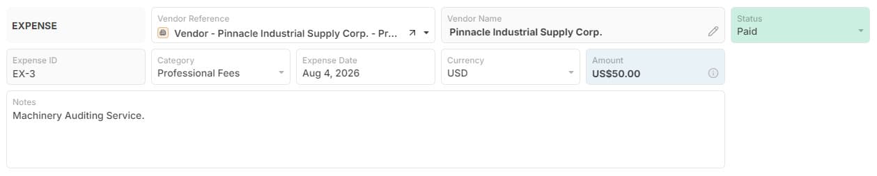 Expense template preview