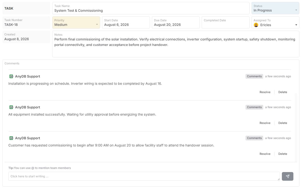 Task template preview